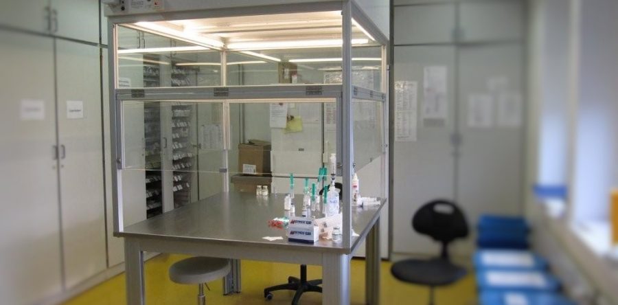 AuftischEinhausung Insellösung-Reinluft-Produktschutz